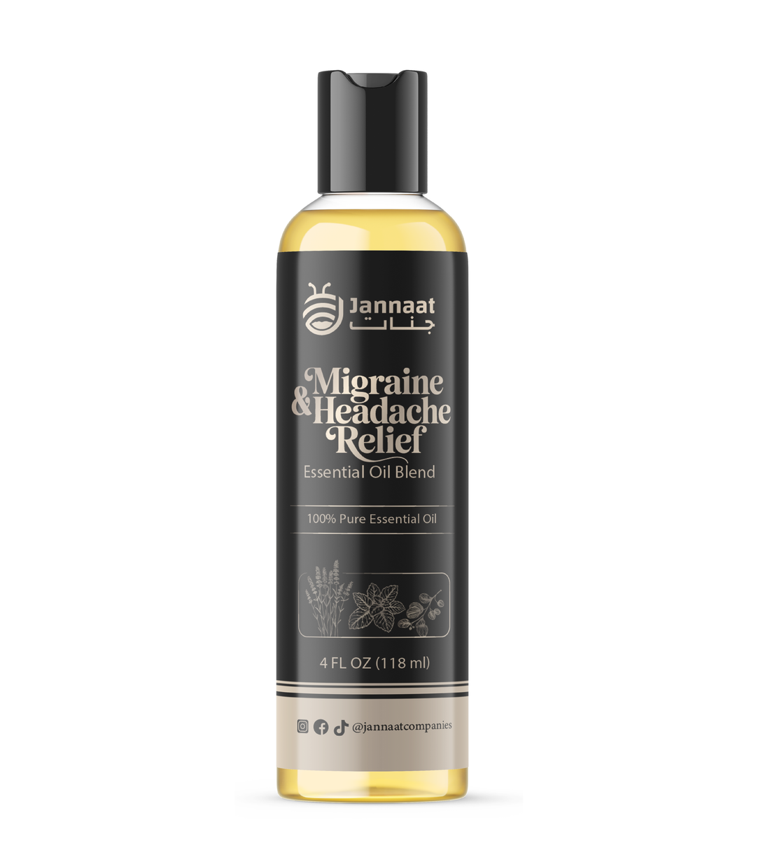 Jannaat Migraine Relief Oil - Soothing Essential Oil Blend for Headache Relief